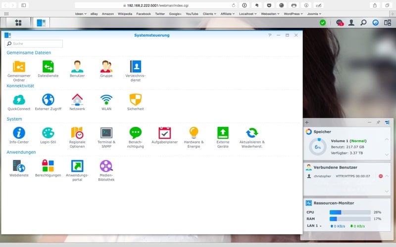 Synology Backend DSM 5.1 Systemsteuerung