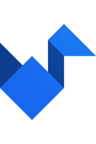 Abstraktes blaues geometrisches Logo mit gefalteten Formen