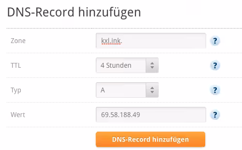 Cyon - DNS Record hinzufügen