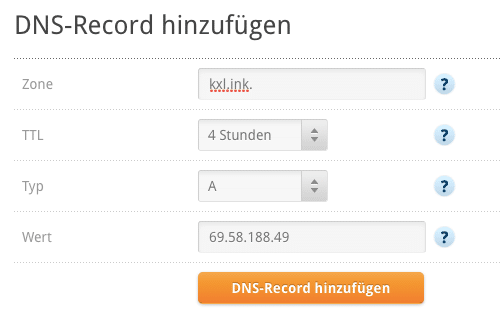 Cyon - DNS Record hinzufügen