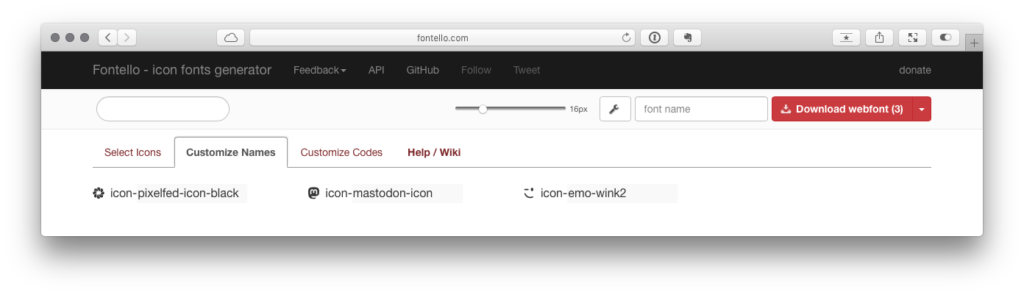 CKx Fontello Customize Names Angabe von Benutzerdefinierten Namen für die einzelnen Icons
