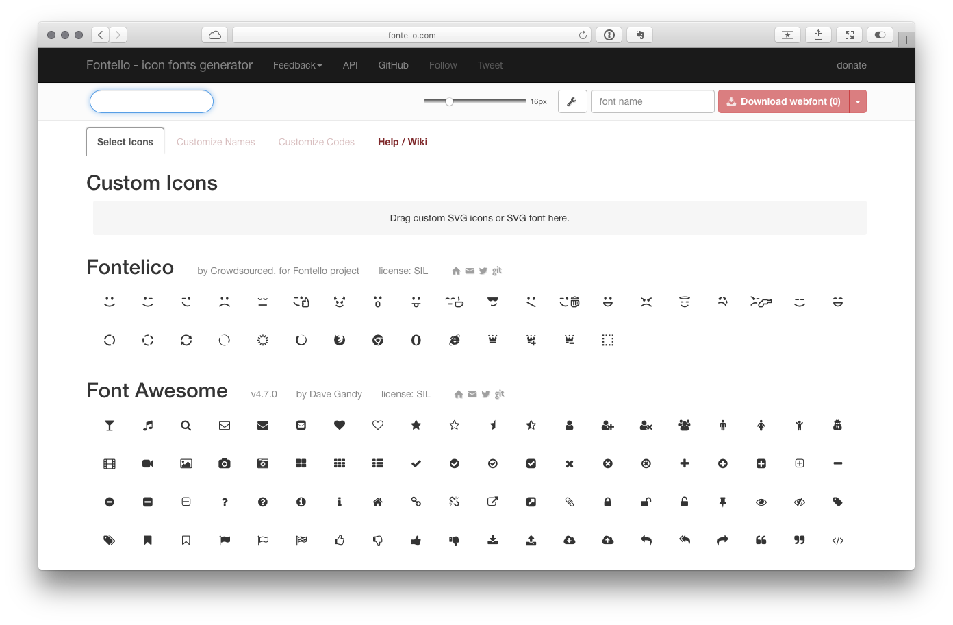 CKx Fontello Startseite Fontello erlaubt dir eigene Icon-Schriftarten zu bauen.