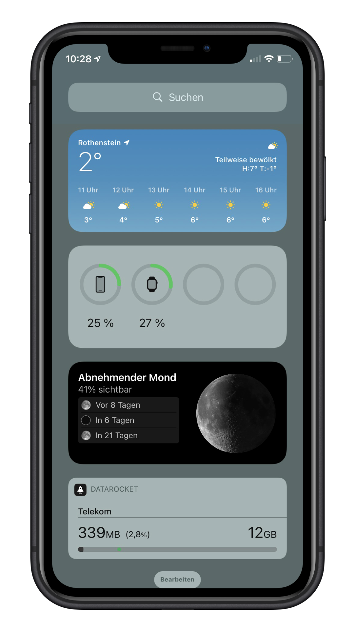 iPhone XR Widget-Bildschirm