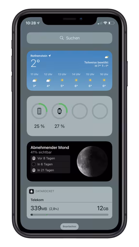 iPhone XR Widget-Bildschirm