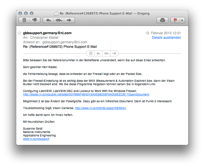 Technikerarbeit Sz03 – Antwortmail Von Ni München Vom 12.02.13